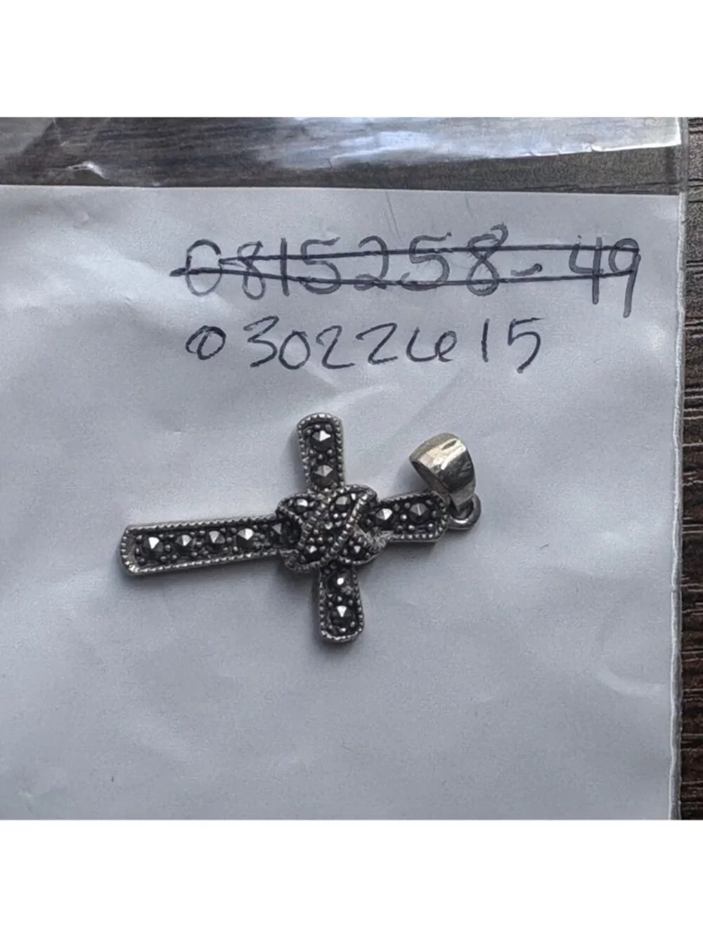Marcasite Cross Pendant Sterling Silver 925 Size 1.25